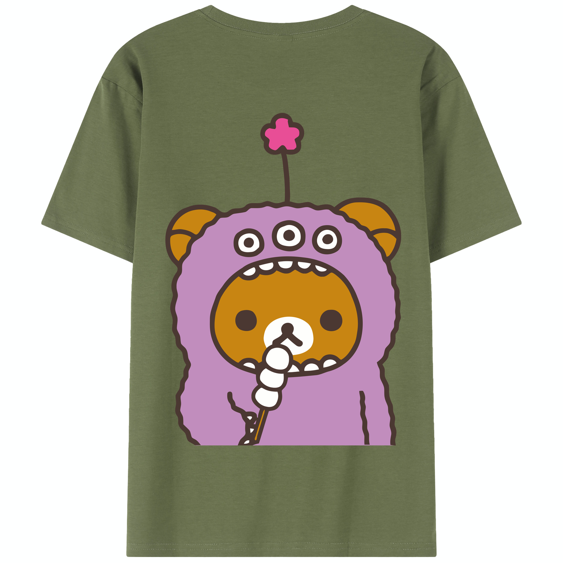 （画像用） リラックマ リラックマ キイロイトリ Rilakkuma Korilakkuma Kiiroitori 綿100％半袖Tシャツ（背面プリント）